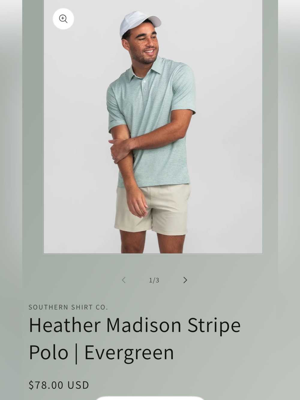 Men’s Southern Shirt Company Heather Madison Stripe Polo ~ Fairway Green ~ MED